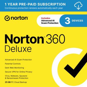 Norton 360 Deluxe, Antivirus Software for 3 Devices